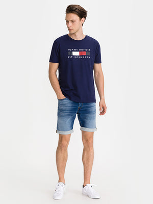 Logo Box Stripe Tee Yale Navy / L