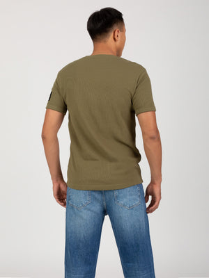 Monogram Badge Waffle Ss Tee Burnt Olive / L