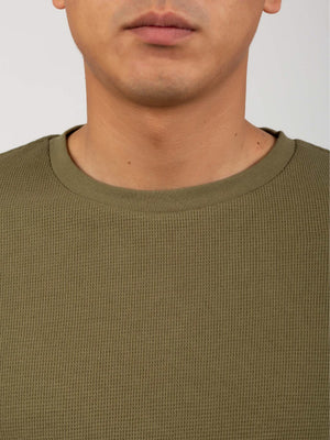 Monogram Badge Waffle Ss Tee Burnt Olive / L