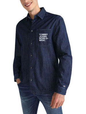 Tjm Modern Graphic Denim Shirt Denim Black / L