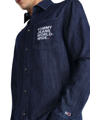 Tjm Modern Graphic Denim Shirt Denim Black / L