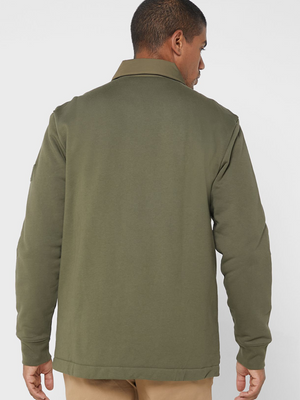 Mix Media Quilted Coach Jacket Army Green / L