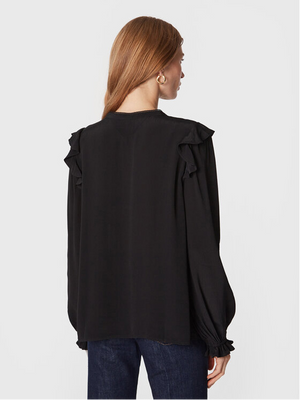 Moss Crepe Solid Blouse Ls Black / 42