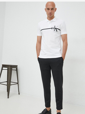Stripe Ck Polo Bright White / L