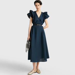 Co Sateen Frill Dress Slvls Desert Sky / 42