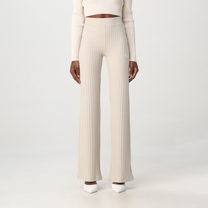 Elongated Rib Pants Classic Beige / L