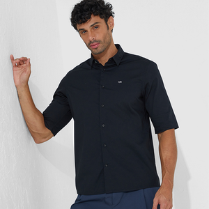 Stretch Poplin S/S Regular Shirt Ck Black / L