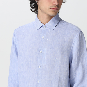 Linen Solid Slim Shirt Blue / 42