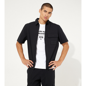 Tretch Poplin Ss Shirt CK BLACK / L