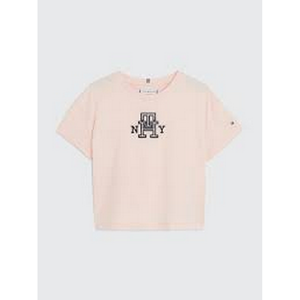 Monogram Satin Applique Tee S/S Pink Crystal / 12