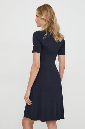 Rib Button F&F Polo Swt Dress Desert Sky / L