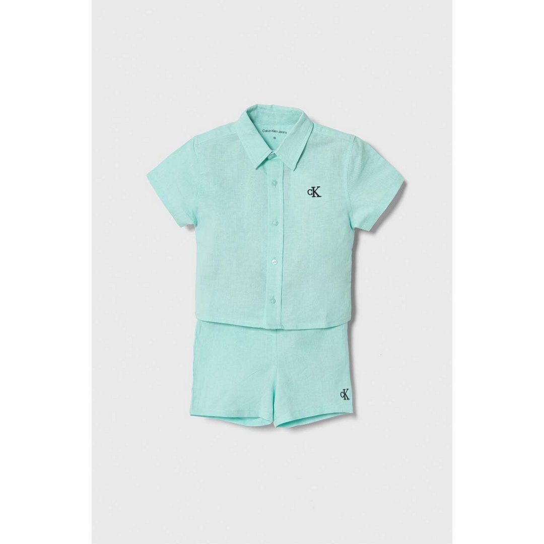 Linen Blend Shirt Sh/ Ccp/ 98 Blue Tint / 80