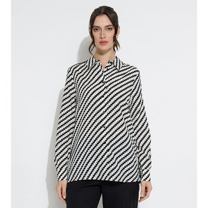 Zigzag Printed Shirt/ 0La/ 42 Mini Flag All Over Embr / White / 34