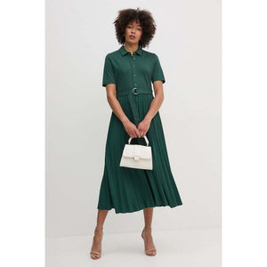 Visc Mix Pleated Pol Ornamental Green / L