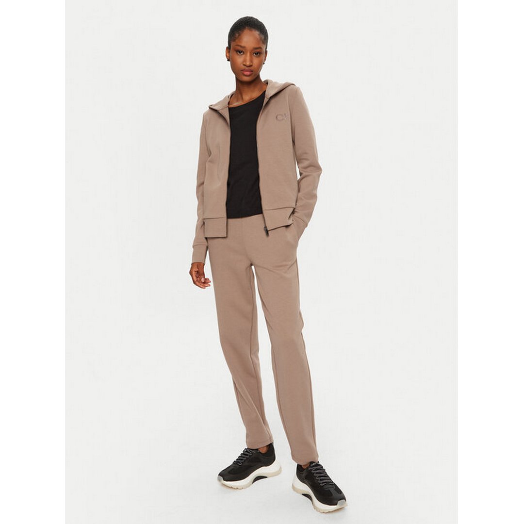 Satin Ck Regular Zip Hoodie Brownie / L