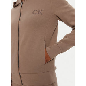 Satin Ck Regular Zip Hoodie Brownie / L