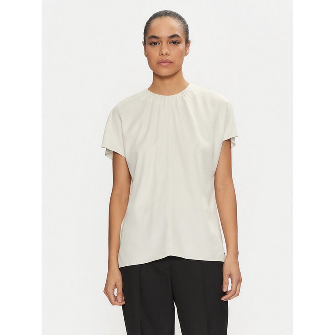 Natural Sheen Ss Gathered Blouse Egret / 42