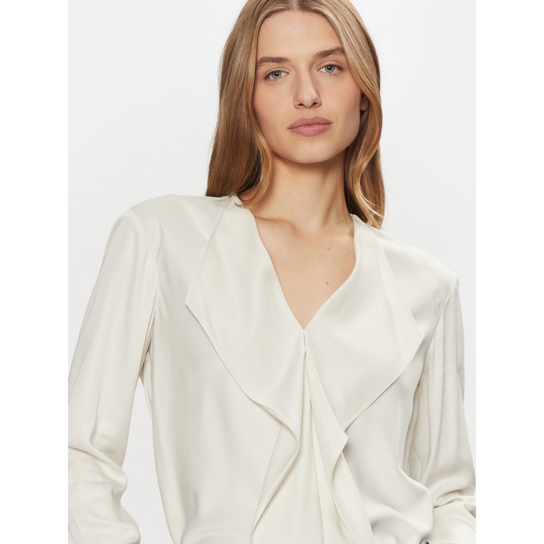 Natural Sheen Ls Draped Blouse Egret / 42