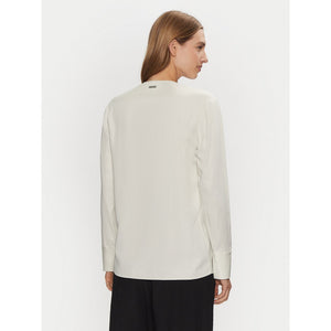 Natural Sheen Ls Draped Blouse Egret / 42