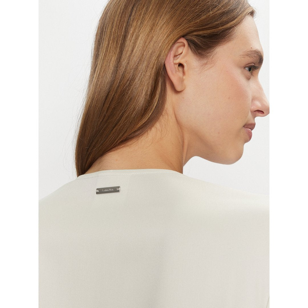 Natural Sheen Ls Draped Blouse Egret / 42