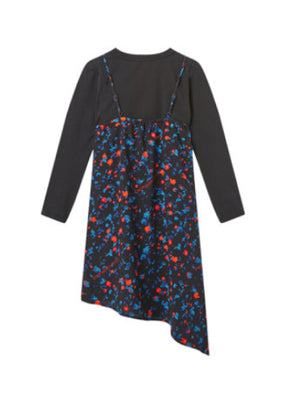 2 In 1 Asymetric Flower Dress CK Black Digital Floral Print / 10