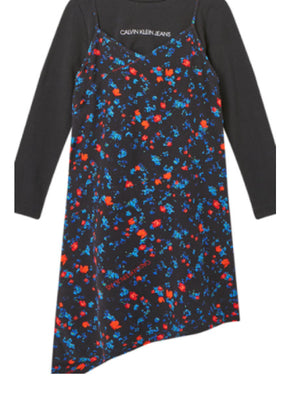 2 In 1 Asymetric Flower Dress CK Black Digital Floral Print / 10