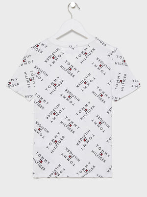 Aop Tommy Logo Tee S/S White / 10