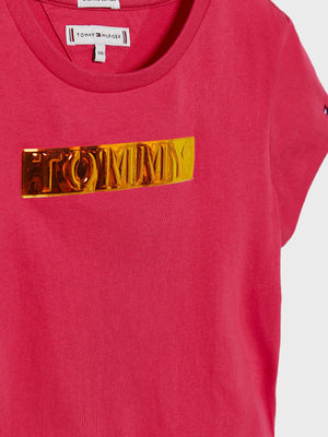 Tommy Foil Label Tee S/S Blush Red / 10
