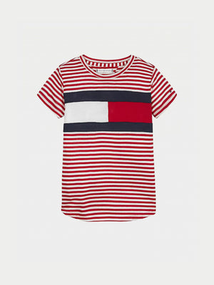 Stripe Knit Top S/S Deep Crimson White Stripe / 10
