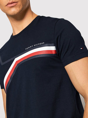 Split Chest Stripe T Desert Sky / L