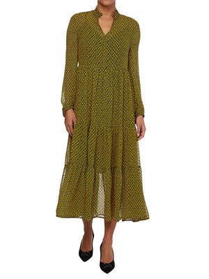 Chiffon Shift Midi D Mini Leaf Prt / Amber Glow Des Sky / 42