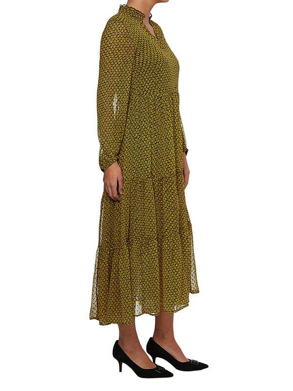 Chiffon Shift Midi D Mini Leaf Prt / Amber Glow Des Sky / 42