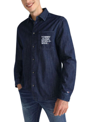 Tjm Modern Graphic Denim Shirt Denim Medium / L