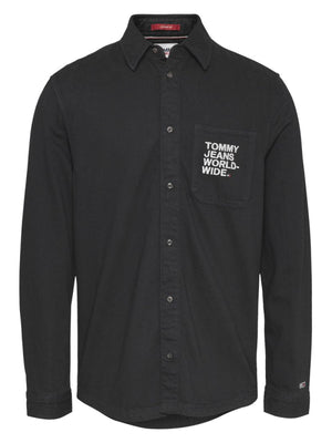Tjm Modern Graphic Denim Shirt Denim Black / L