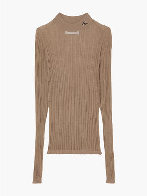 Sheer Yarn Mock Neck Sweater Perfect Taupe / L