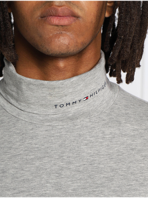 Roll Neck Tommy Logo Ls Tee Light Grey Heather / L