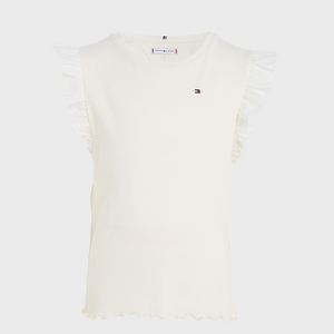 Ruffle Rib Top White / 10