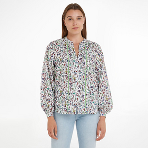 Co Voile Floral V-Nk Shirt Coastal Floral Ditsy/ Spring Lime / 42