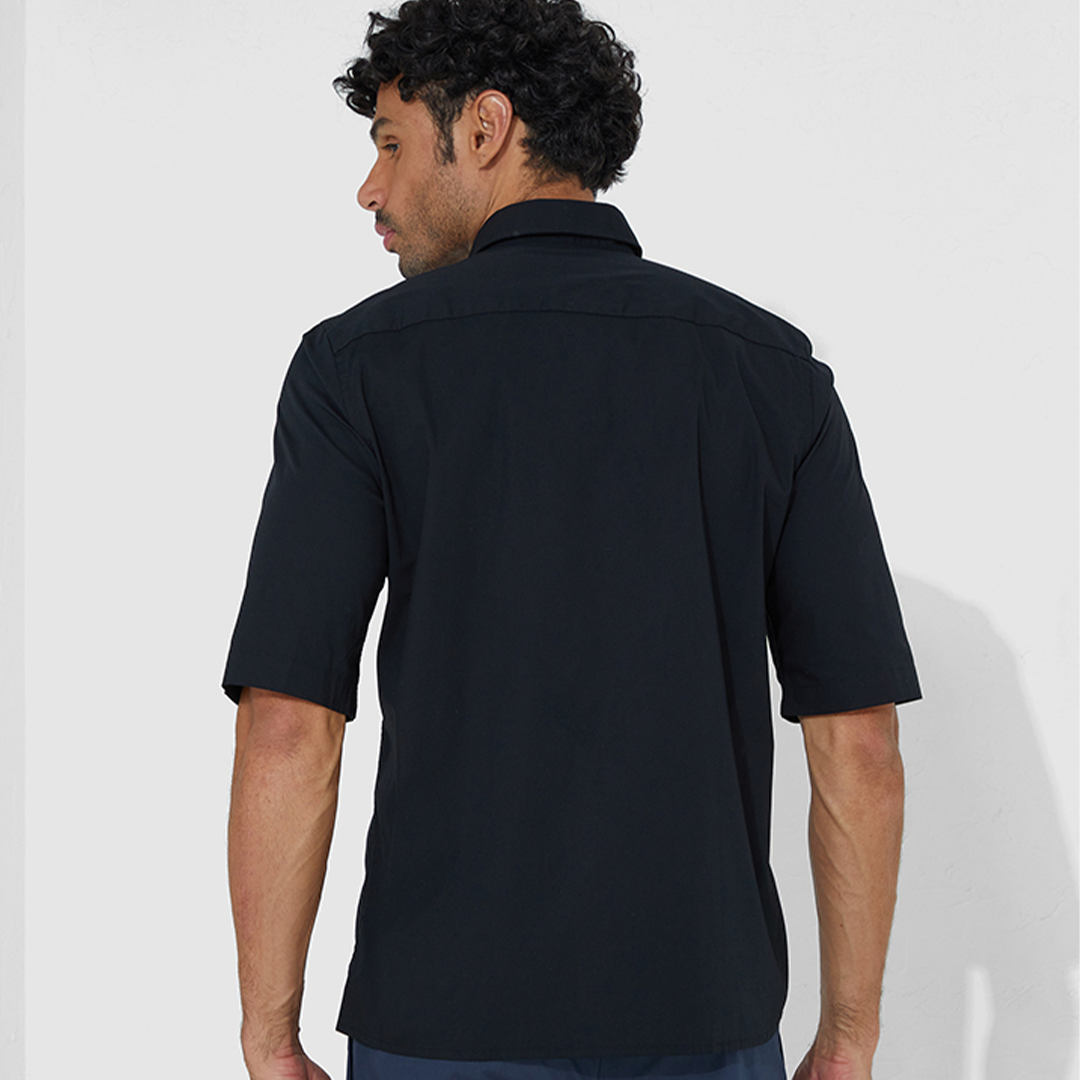 Stretch Poplin S/S Regular Shirt Ck Black / L