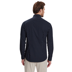 Stretch Fluid Print Slim Shirt Night Sky / 42