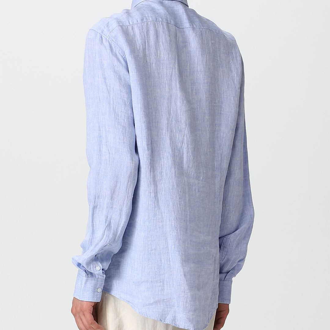 Linen Solid Slim Shirt Blue / 42