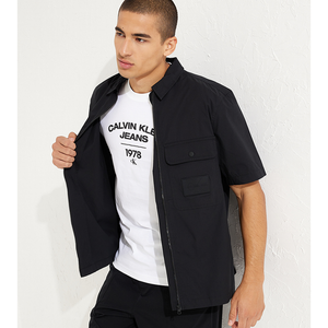 Tretch Poplin Ss Shirt CK BLACK / L