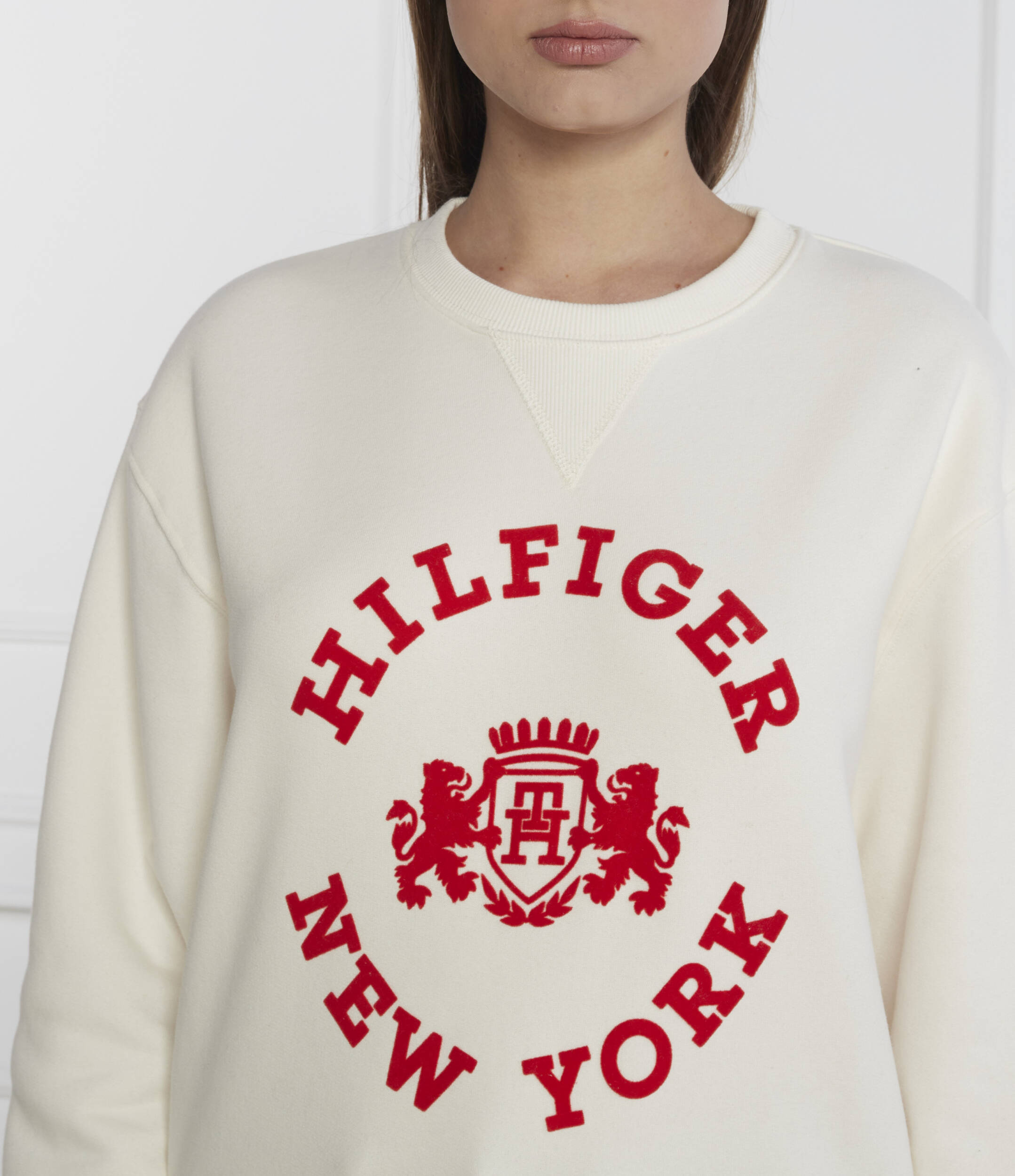 Mdn Reg Varsity Flock Sweatshirt Ancient White / L