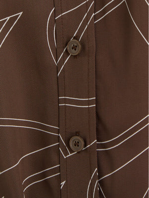 Viscose Twill Shirt Dress Monogram Print / Brown Kelp / 42