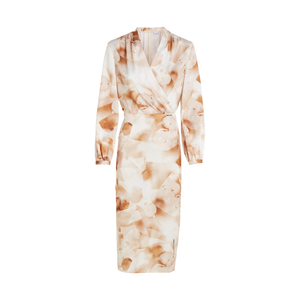 WATERCOLOR SATIN SHINE DRESS Watercolour Collage Print / Sunburn / 42
