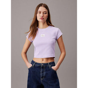 Woven Label Rib Baby Tee Pastel Lilac / L