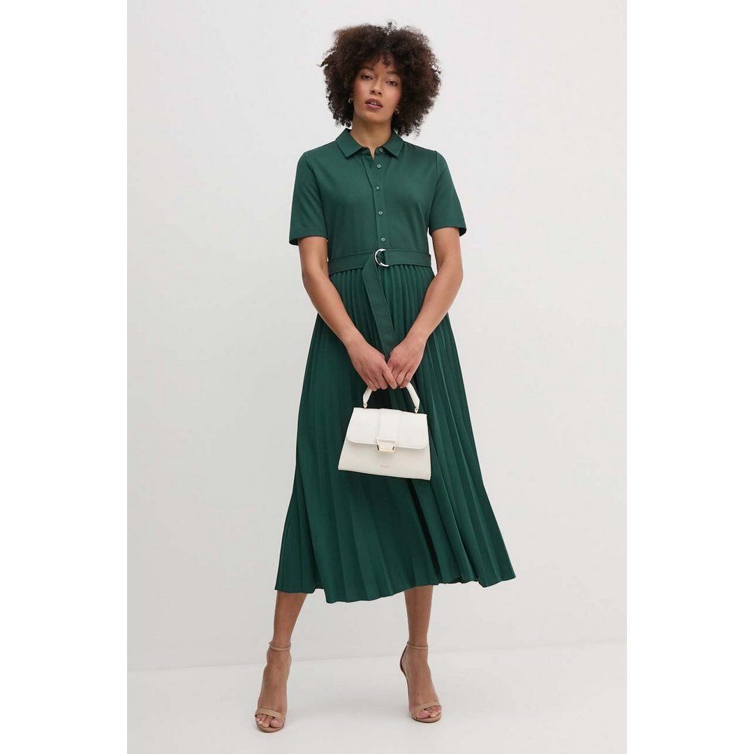 Visc Mix Pleated Pol Ornamental Green / L