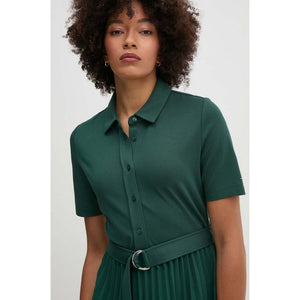 Visc Mix Pleated Pol Ornamental Green / L