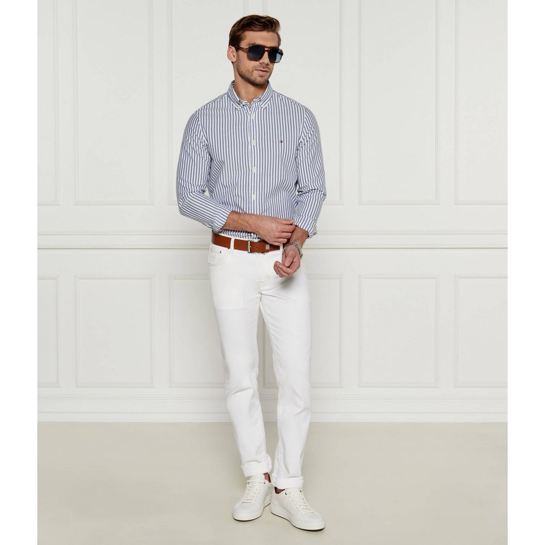 Classic Poplin Strip Mid Blue / Optic White / L