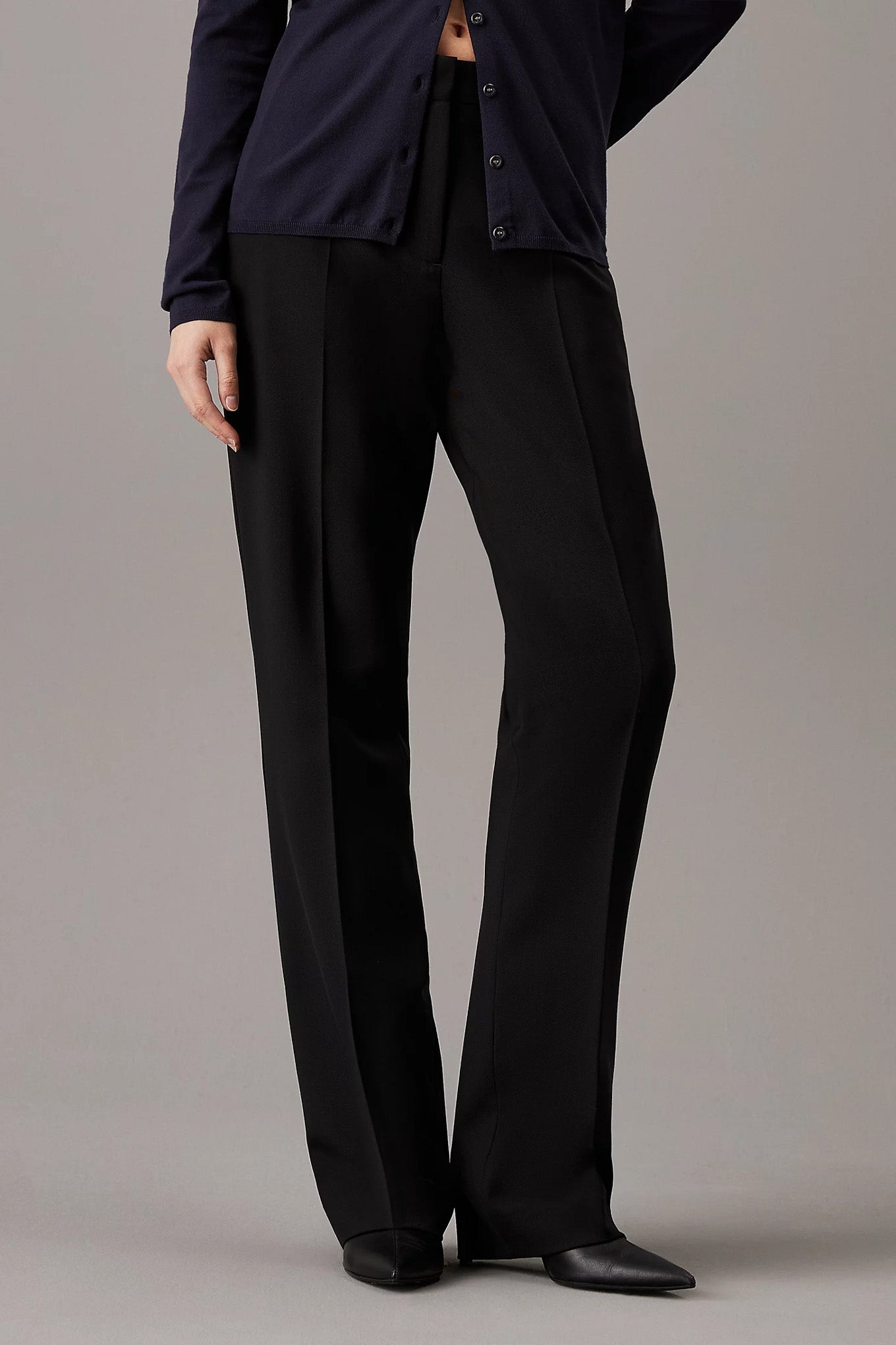 Stretch Wool Slim Straight Ck Black / 42